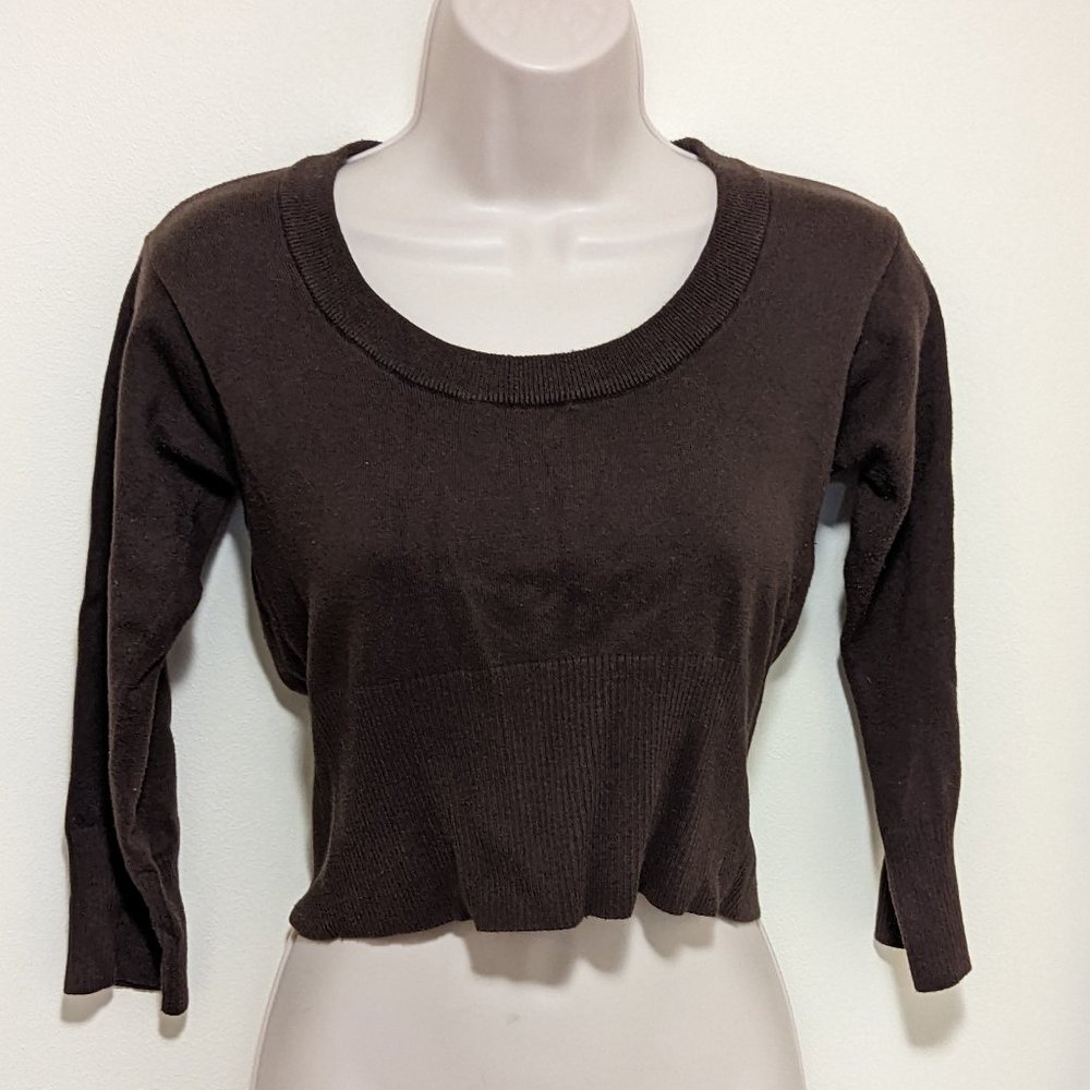 Women's Juniors RAVE Brown Crop Sweater Size Medium